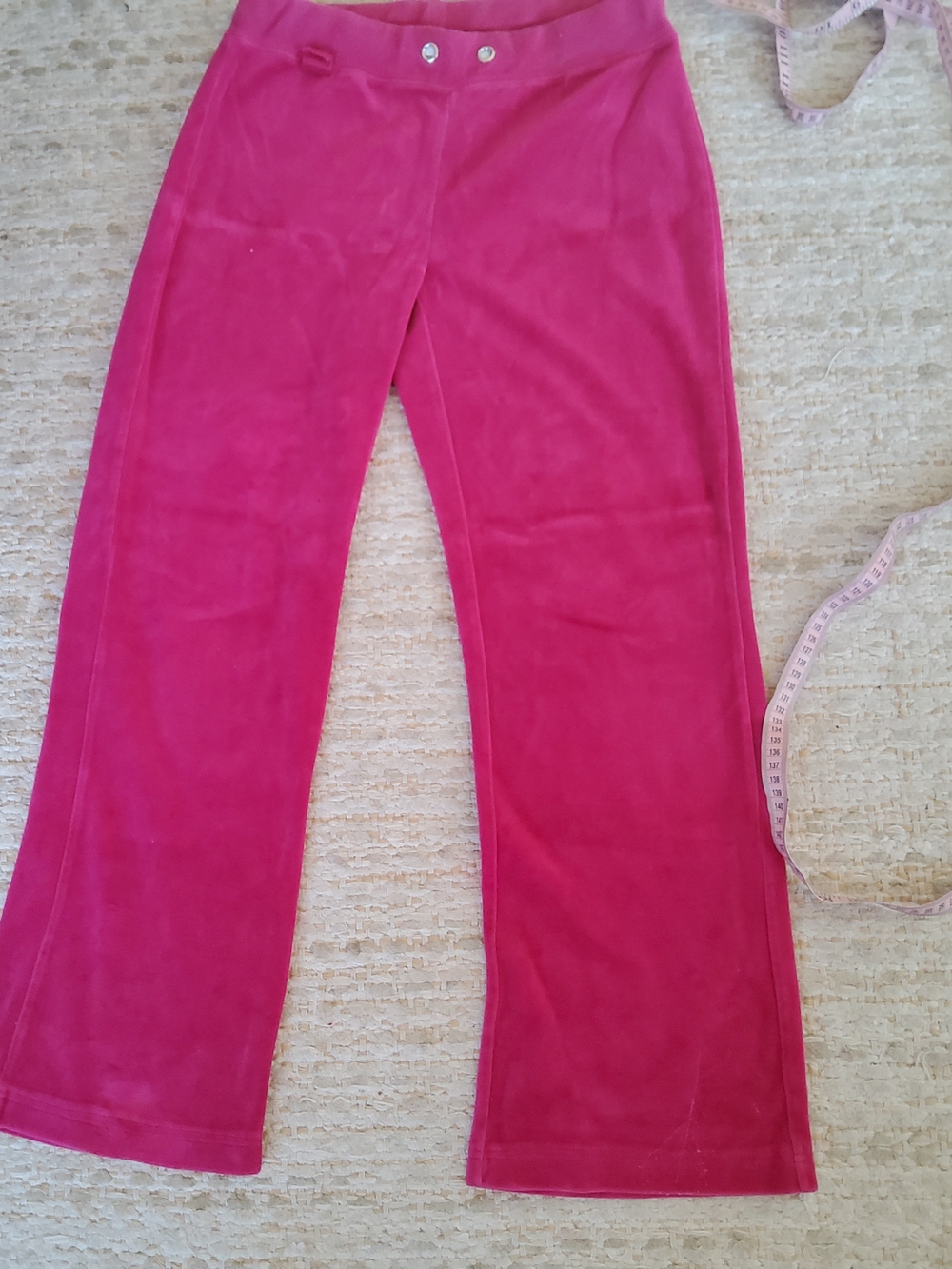 Vintage Sideways Pink Velour Wide-Leg Pants
